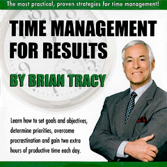 Brian Tracy discusses importance of time management strategies on audio program cover